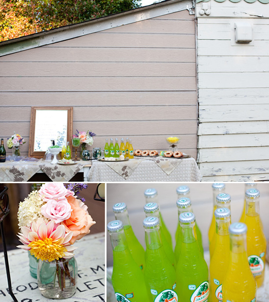 A colorful party with snacks and refreshing drinks on a table
