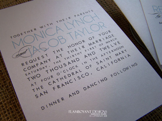Typeset Wedding Invitations by Flamboyant Designs