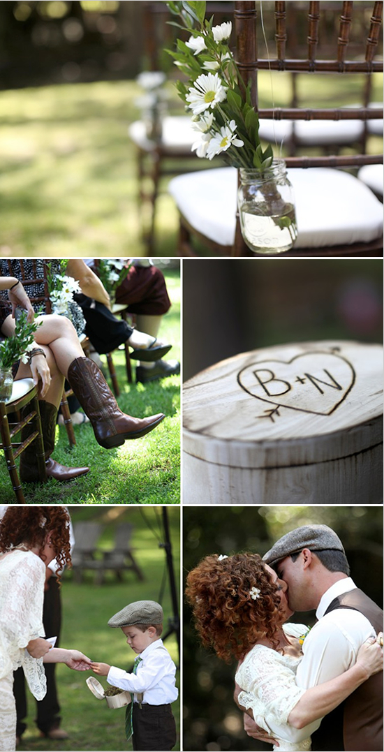 Rustic wedding ceremony details