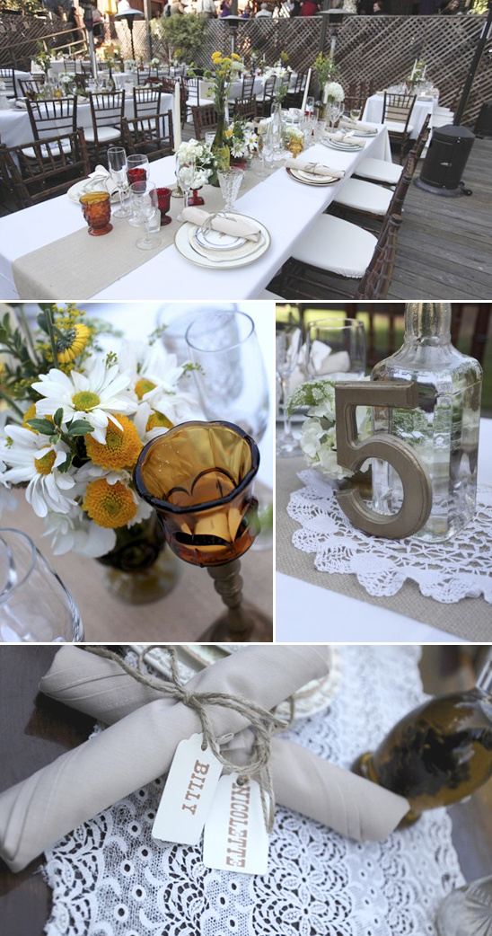 Rustic wedding table settings