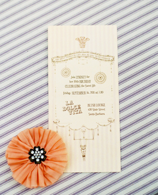 Birthday invitation, peach flower,  details
