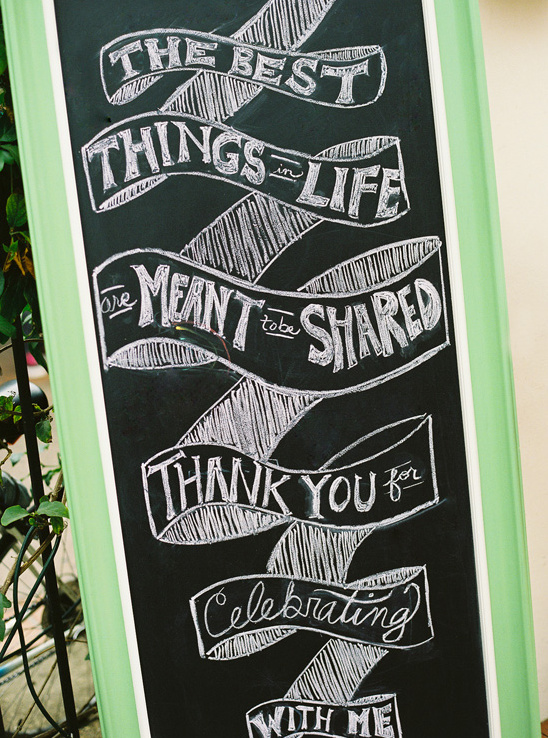 Chalkboard message thank you celebrating with me
