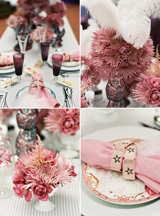 Elegant pink themed wedding table decor inspiration