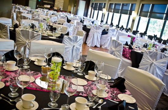Wedding reception banquet hall setup