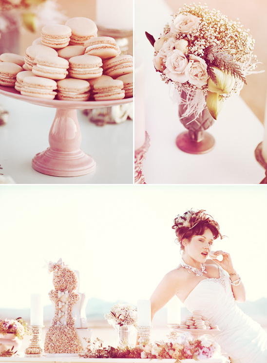 Vintage themed wedding with macarons and floral details