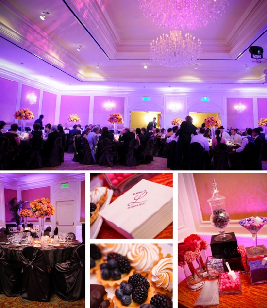 Elegant wedding reception venue with floral decor