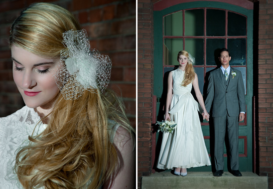 Bride and groom posing elegantly for wedding photo