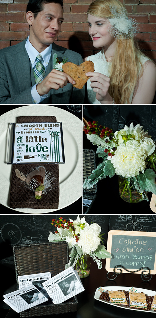 Couple sharing heart-shaped cookie at wedding