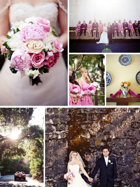 Wedding collage with bride groom and bridal party