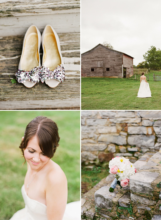Wedding details bride barn flowers shoes and portrait