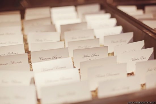 Wedding place cards with calligraphy names