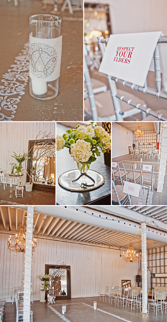 Elegant wedding decor with flowers chairs and candles