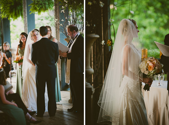 Bride and Groom during Outdoor Wedding Ceremony