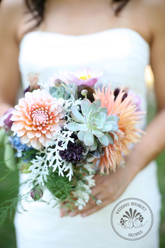 Dahlia and Succulent Wedding Bouquet Recipes