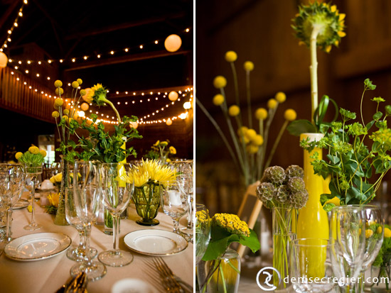 Yellow flower wedding table centerpiece