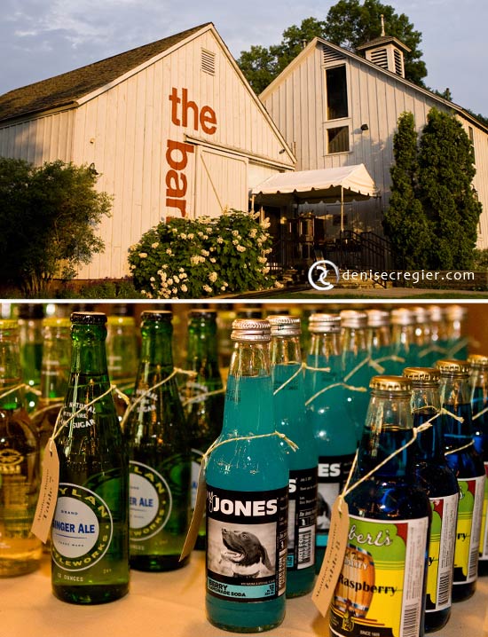 The Barn wedding venue with bottled drinks