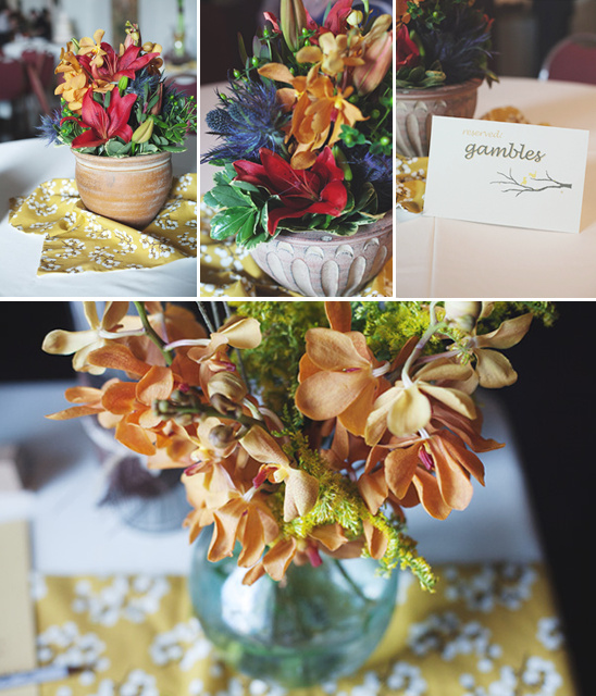 Autumn floral arrangements in vases