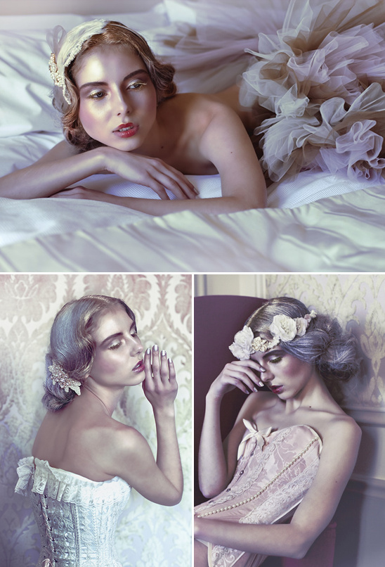 Elegant woman in vintage inspired fashion poses