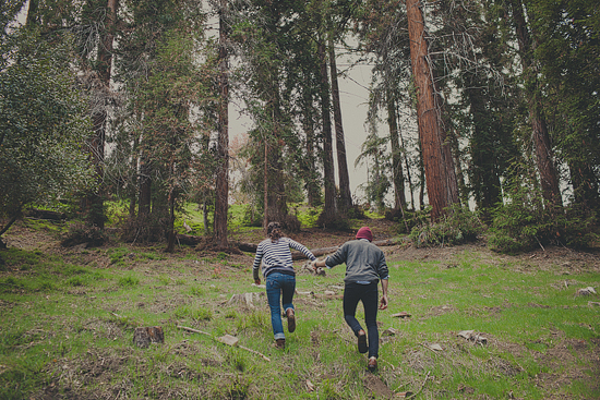 Couple hiking through forest trails