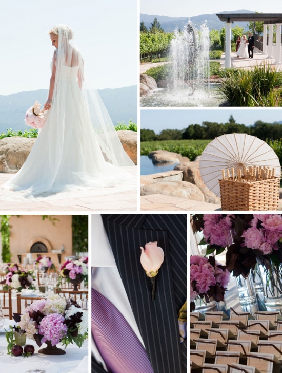 Vineyard wedding details bride flowers boutonniere decor