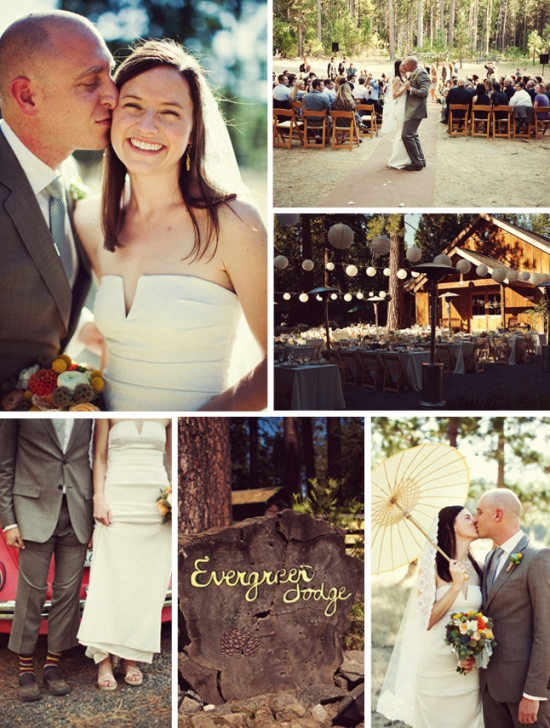 Couple kissing, wedding at Evergreen Lodge