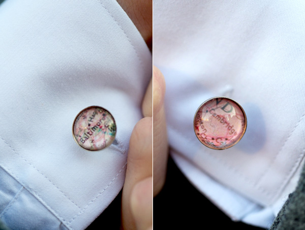 Map cufflinks with city designs