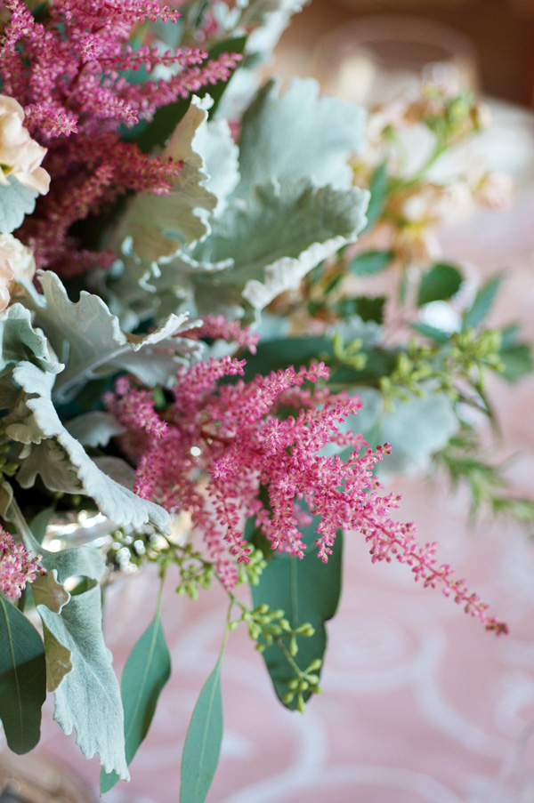 Pink flowers and greenery bouquet