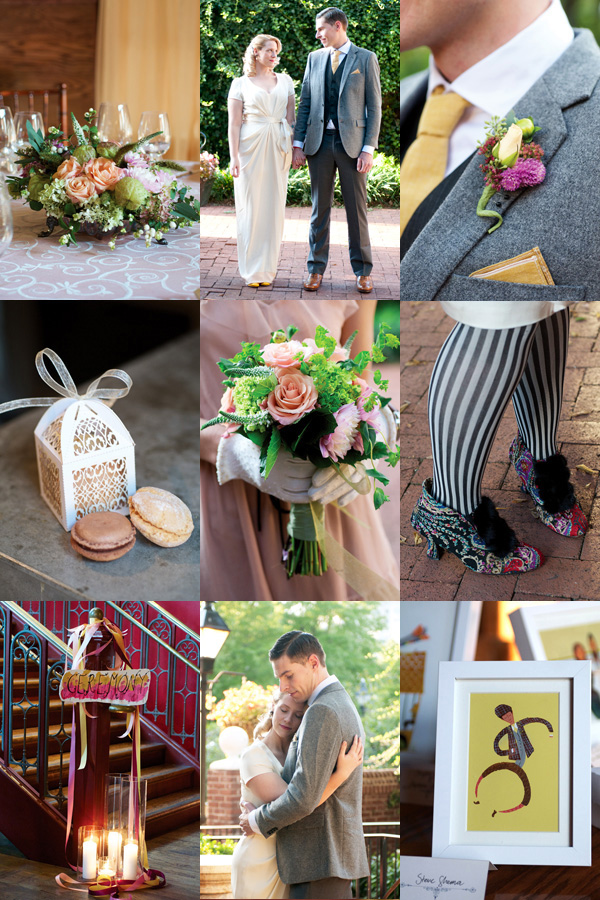 Elegant wedding details and couple
