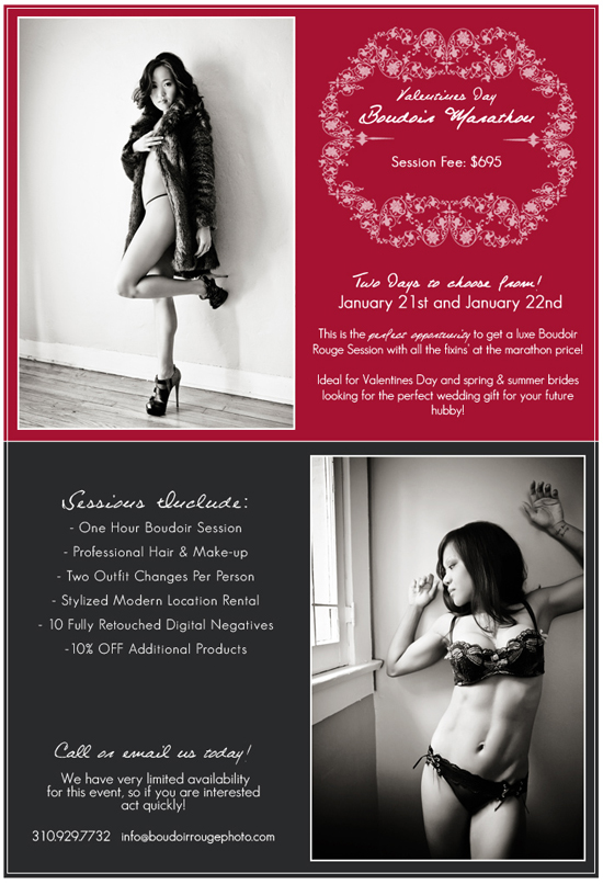 Boudoir photo marathon for Valentine's Day session