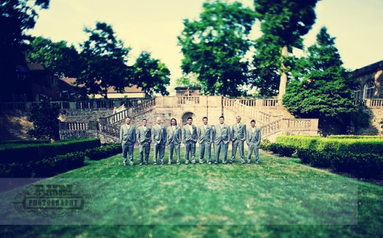 Groomsmen in gray suits wedding photo