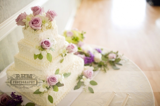 Elegant wedding cake with pastel flowers