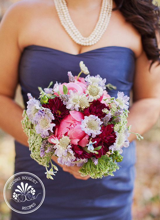 Beautiful pink and purple wedding bouquet