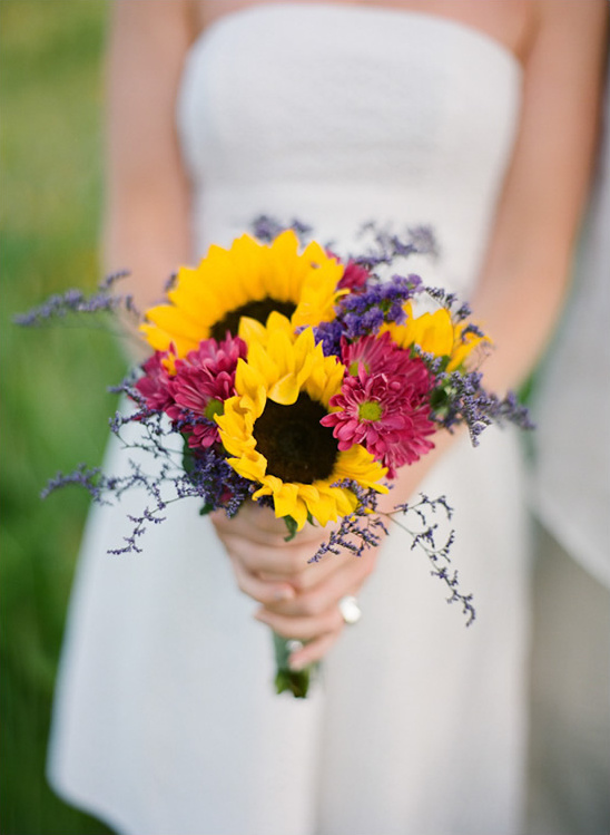Colorful sunflower wedding bouquet