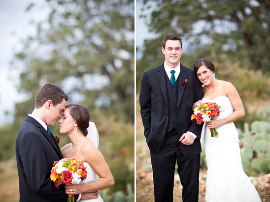 Happy bride and groom on their beautiful wedding day