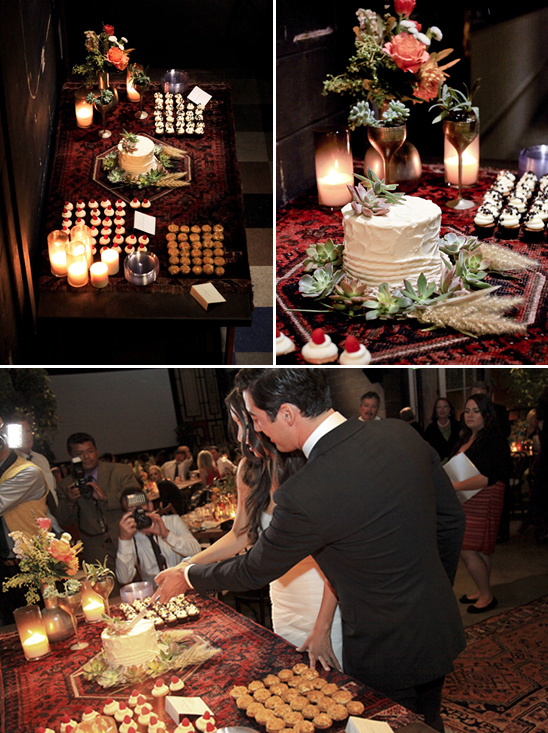 Elegant wedding dessert table with cakes and pastries