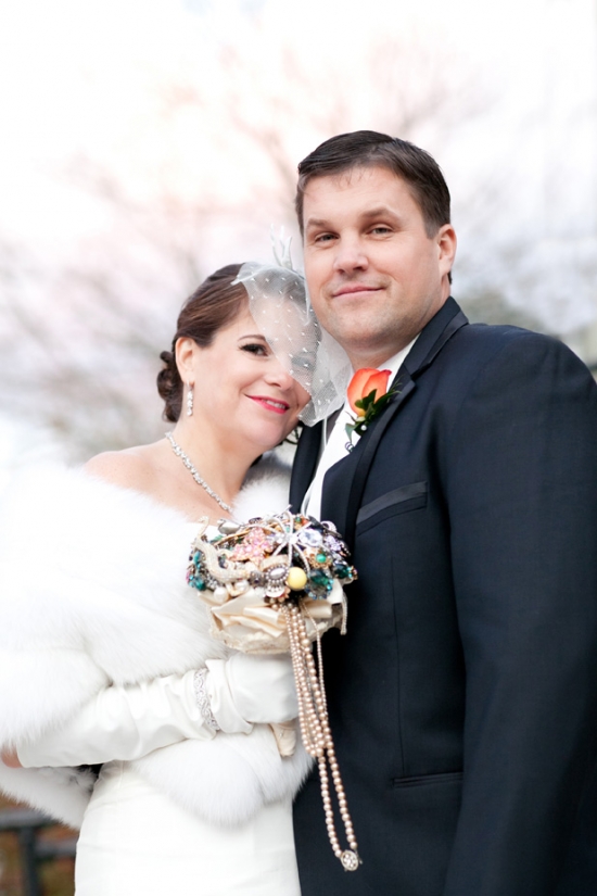 Happy couple in wedding attire