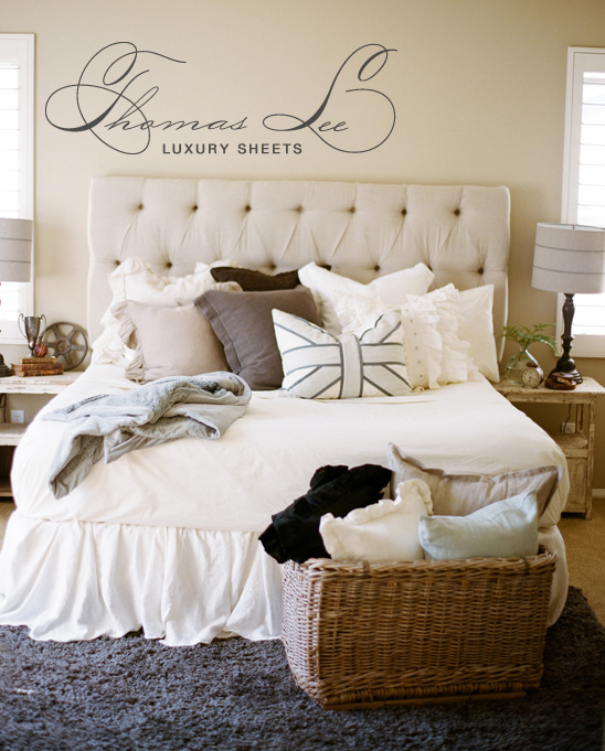 Thomas Lee Luxury Sheets on a plush bedroom setup