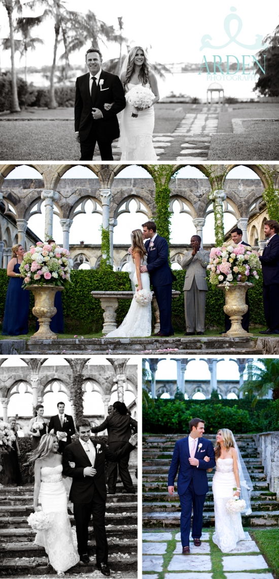 Wedding ceremony and reception, couple walking
