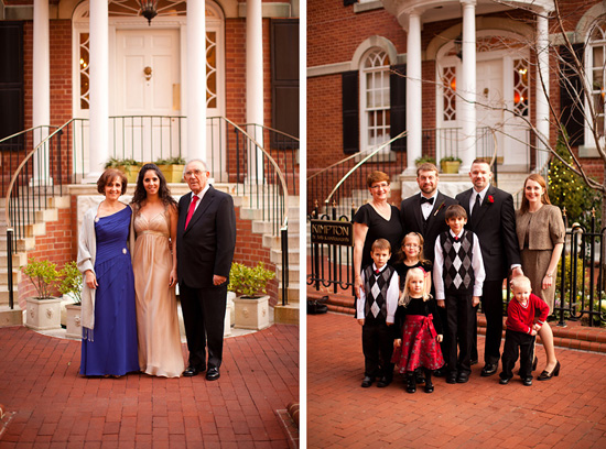 Family portrait in front of historic building