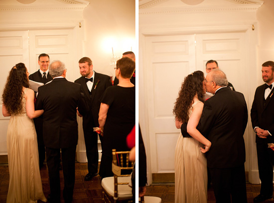 Wedding ceremony, couple kissing