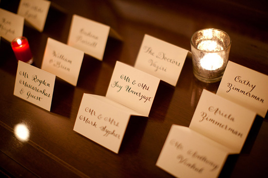 Wedding place cards with names