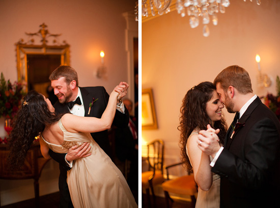 Bride and groom enjoy their first dance together