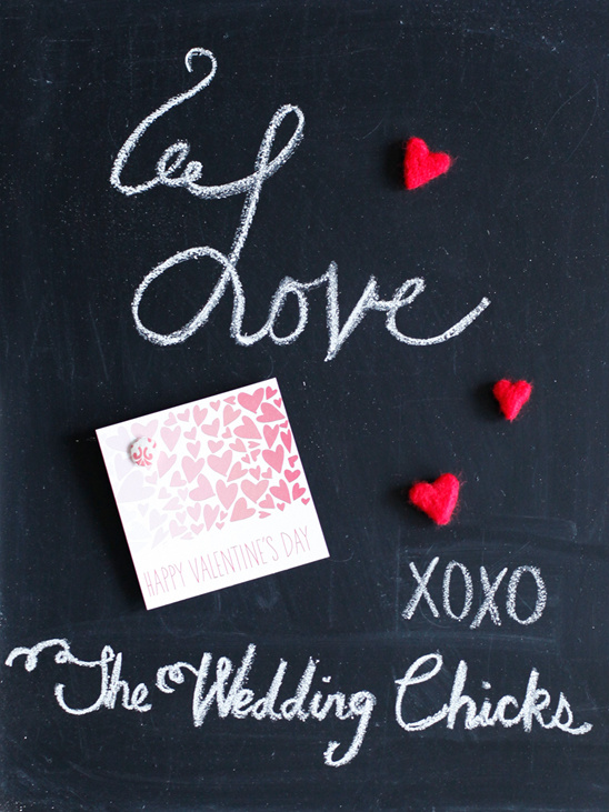 Chalkboard Valentines Day card with XOXO from The Wedding Chicks