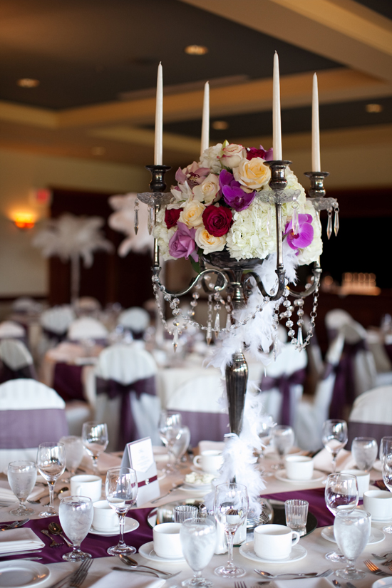 Wedding centerpiece candelabra with flowers candles