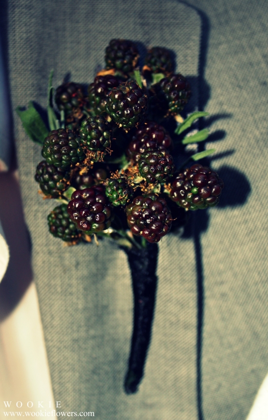 blackberry buttonhole wookie wedding flowers