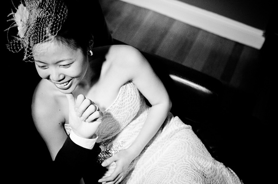 Happy bride smiling, wedding photo