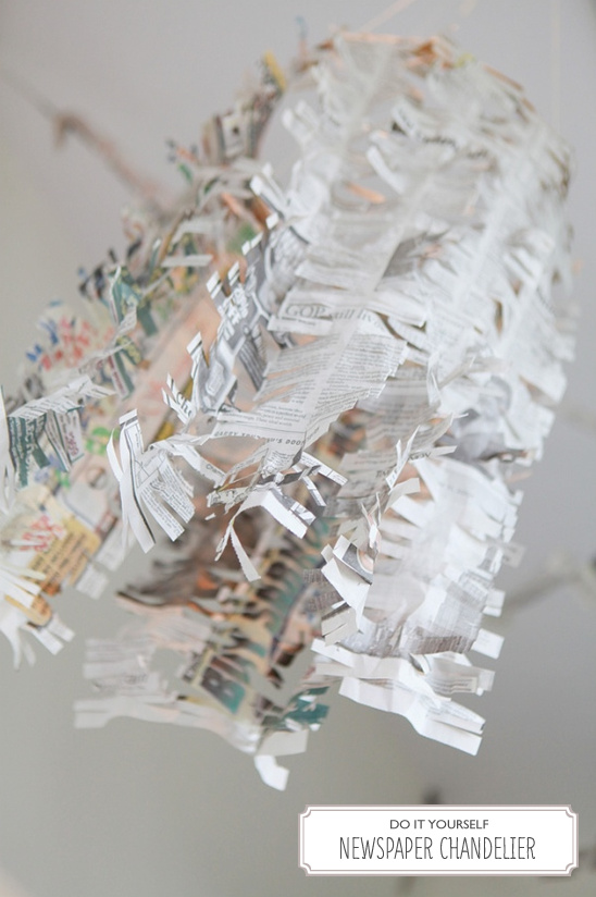 DIY Newspaper Chandelier