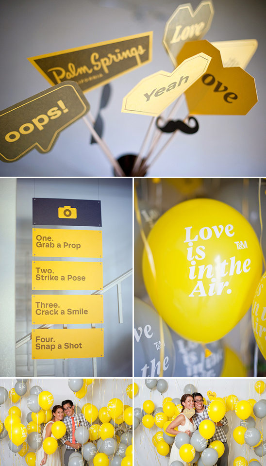Yellow and gray balloons, photo booth props