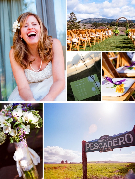 Pescadero wedding with happy bride and rustic details