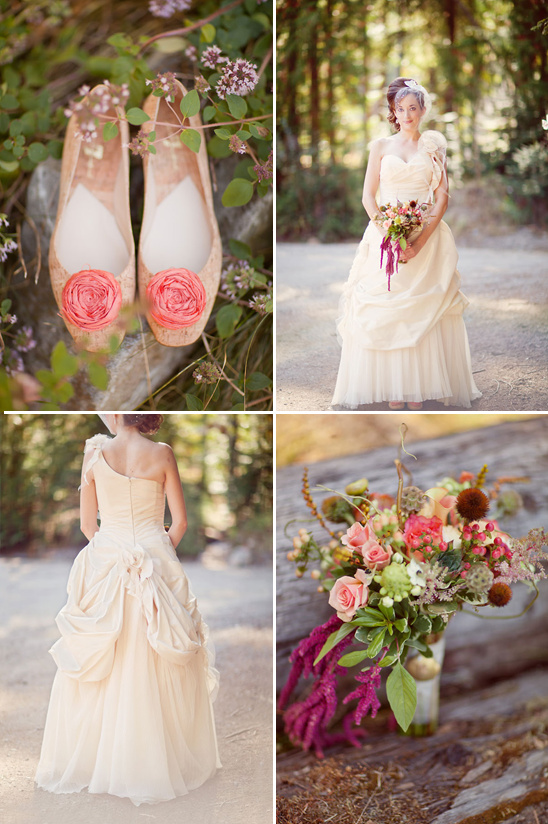 Romantic wedding shoes and dress